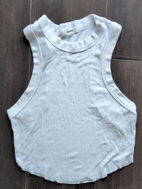 Joah Brown White Ribbed Cropped Tank